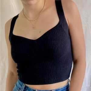 Abercrombie & Fitch Black Ribbed Sweetheart Tank Size M